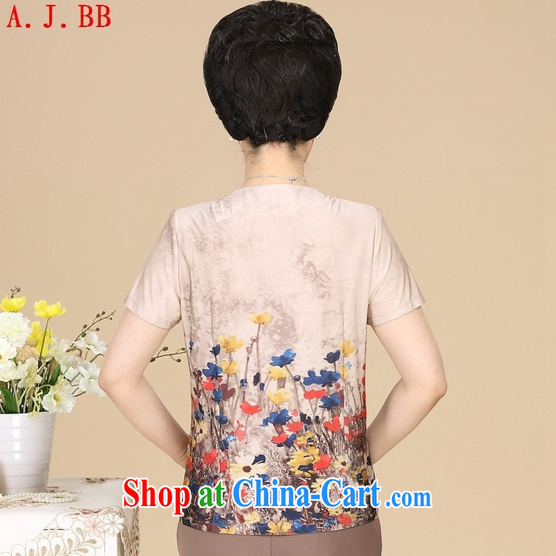 Black butterfly Mother's Day older women mother Summer Package summer new retro short-sleeved grandmother with retro blue 4 XL suitable for 135 - 155 catties, A . J . BB, shopping on the Internet