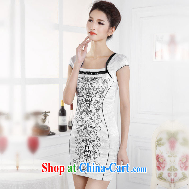 And, in accordance with antique embroidery girls dresses skirt classic embroidery short sleeve cheongsam dress Ethnic Wind the drill LYE 66,661 blue flower XXL, music, in accordance with (leyier), shopping on the Internet