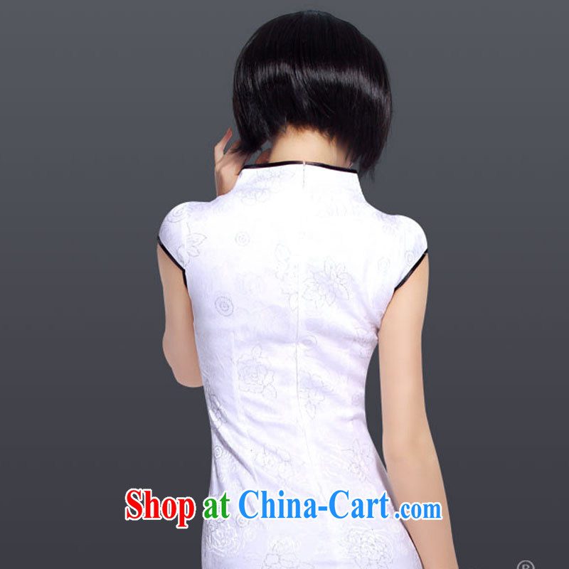 And, in accordance with great popularity and stylish stamp duty short-sleeved qipao improved Chinese Antique stamp duty cultivating cheongsam LYE 5076 white XXL, music, in accordance with (leyier), shopping on the Internet