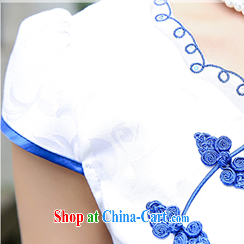 Style trends 2015 summer women's clothing new ethnic wind Chinese jacquard retro beauty style graphics thin short-sleeve package and cheongsam Chinese dresses blue rose L, style trends (GEDIAOTIDE), and, on-line shopping