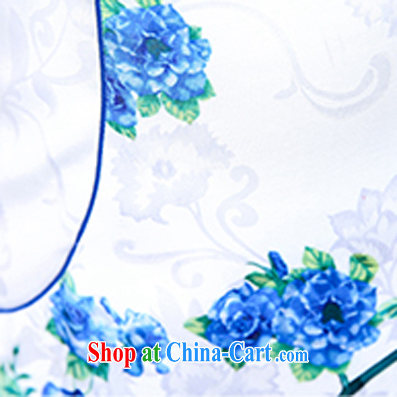 Style trends 2015 summer women's clothing new ethnic wind Chinese jacquard retro beauty style graphics thin short-sleeve package and cheongsam Chinese dresses blue rose L, style trends (GEDIAOTIDE), and, on-line shopping