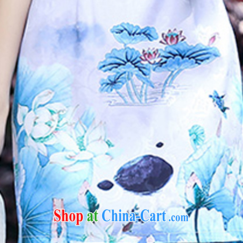 Style trends 2015 summer women's clothing new ethnic wind Chinese stamp retro beauty style graphics thin short-sleeve package and cheongsam Chinese dresses light purple L, style trends (GEDIAOTIDE), and, on-line shopping