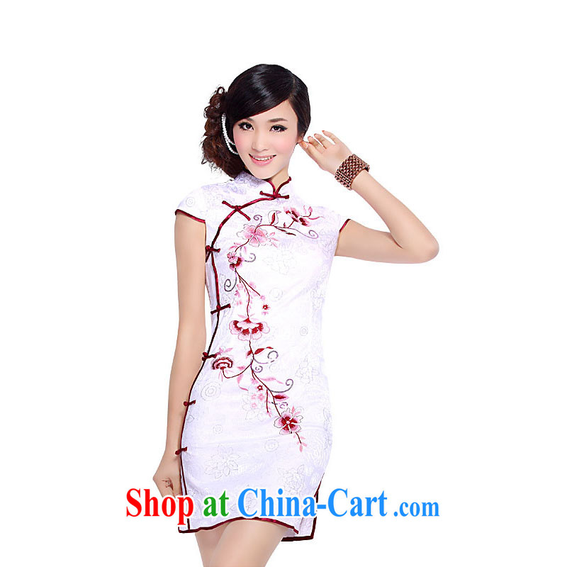 And, in accordance with modern beauty embroidered short sleeves cheongsam improved, for Chinese Antique cheongsam dress female LYE 5089 pink XXL, in accordance with (leyier), shopping on the Internet