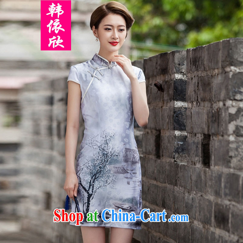Korea was in accordance with 2015 spring and summer New Classic short-sleeved cheongsam dress retro fashion China wind everyday, qipao XXL paintings