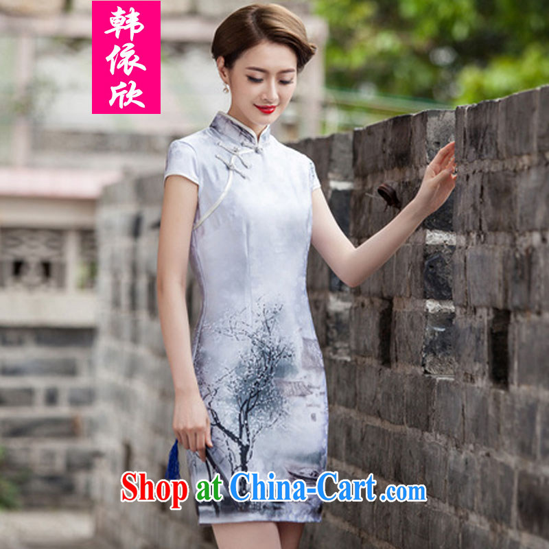 In accordance with South Korea welcomes 2015 spring and summer New Classic short-sleeved cheongsam dress retro fashion China wind everyday, qipao XXL paintings, according to Korea, and, shopping on the Internet