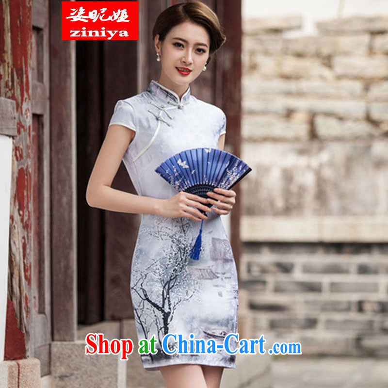 Colorful nickname Julia 2015 spring and summer short sleeve cheongsam dress retro fashion China wind everyday, qipao XXL paintings, colorful nicknames, and shopping on the Internet