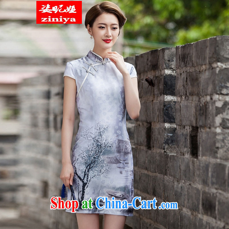 Colorful nickname Julia 2015 spring and summer short sleeve cheongsam dress retro fashion China wind everyday, qipao XXL paintings, colorful nicknames, and shopping on the Internet