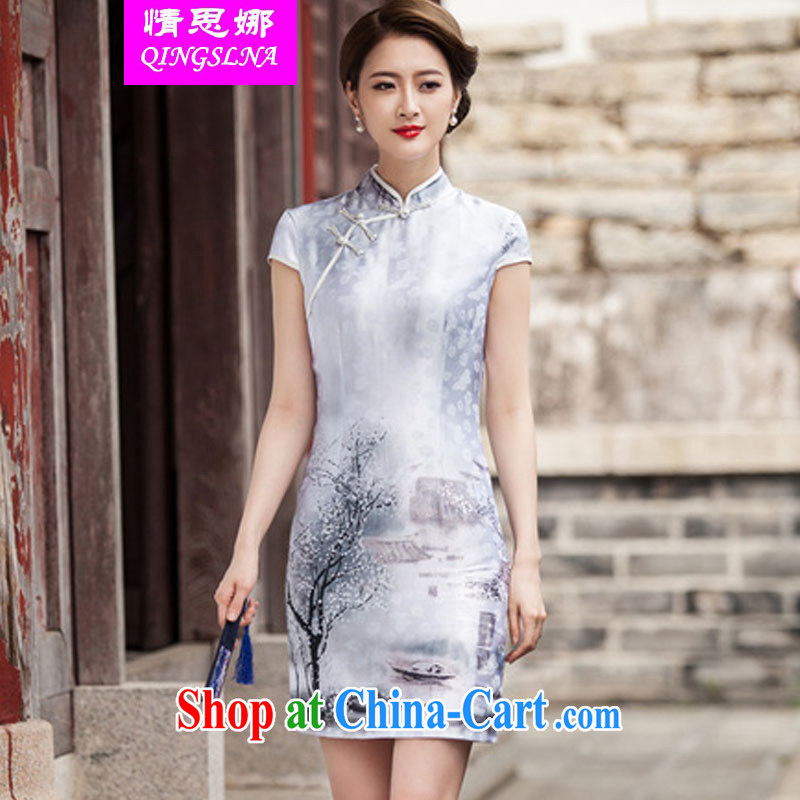 And Cisco's 2015 spring and summer New Classic short-sleeved cheongsam dress retro fashion China Daily, qipao XXL paintings, Cisco's (QINGSLNA), shopping on the Internet
