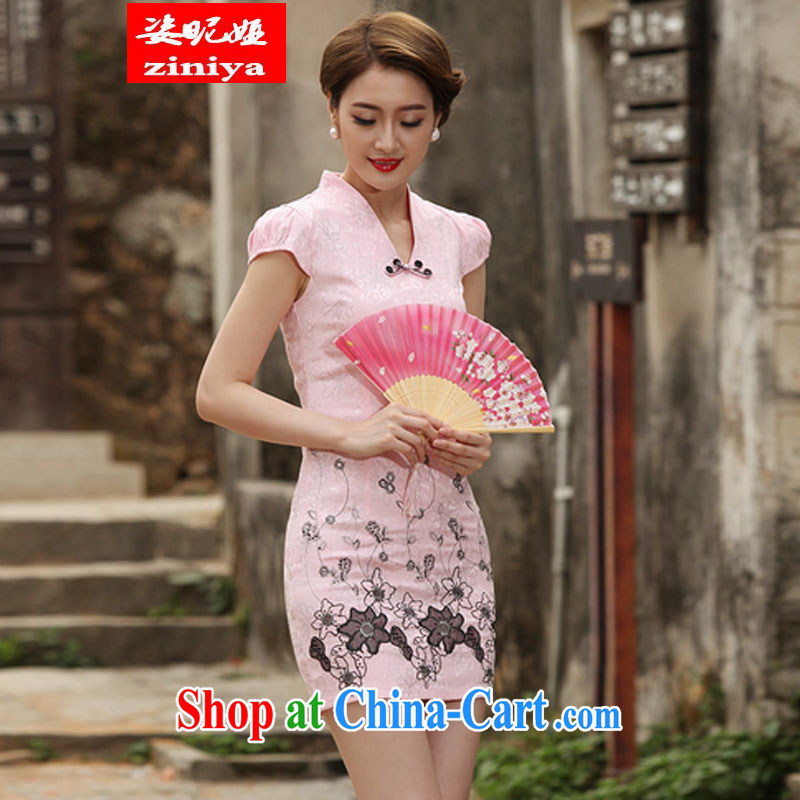 Colorful nickname Julia 2015 new Stylish retro short dresses summer improved cheongsam dress, daily outfit skirt white XXL, colorful nicknames, and shopping on the Internet