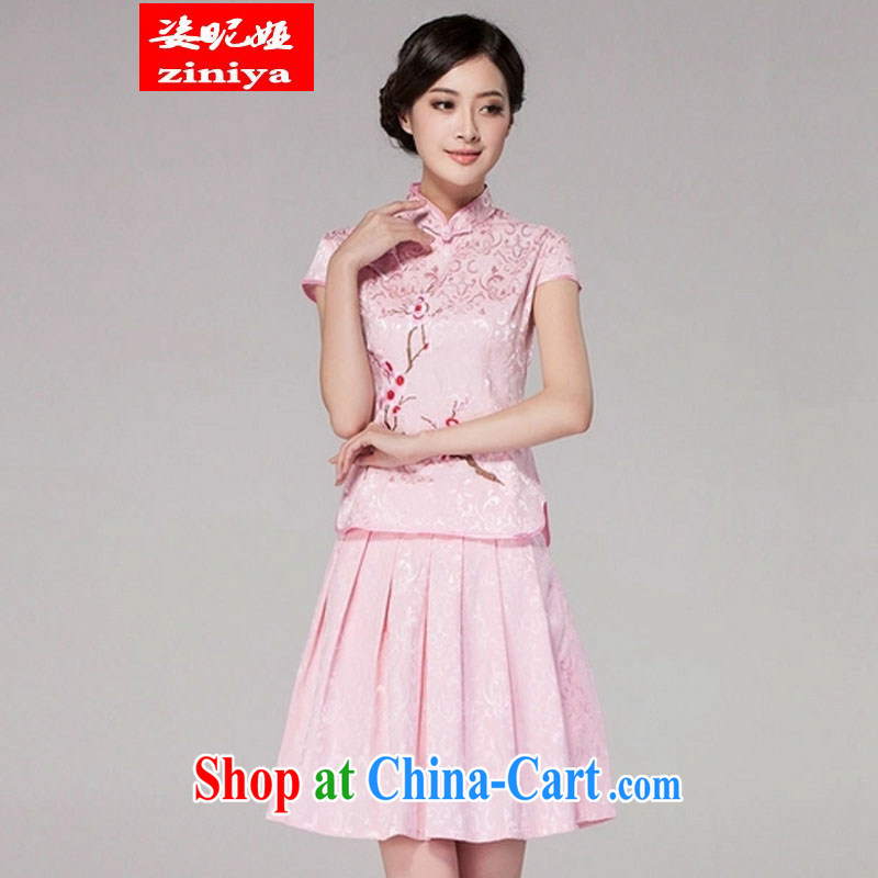 Colorful nickname Julia 2015 spring and summer new women Tang with improved daily cheongsam dress elegant retro style modern two-piece with white XXL, colorful nicknames, and shopping on the Internet