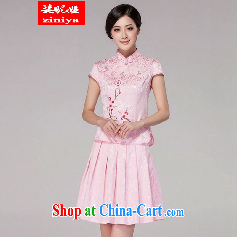 Colorful nickname Julia 2015 spring and summer new women Tang with improved daily cheongsam dress elegant retro style modern two-piece with white XXL, colorful nicknames, and shopping on the Internet