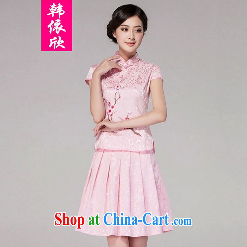 In accordance with South Korea welcomes 2015 spring and summer Tang with improved daily cheongsam dress retro style modern two-piece with white XXL, according to Yan, shopping on the Internet