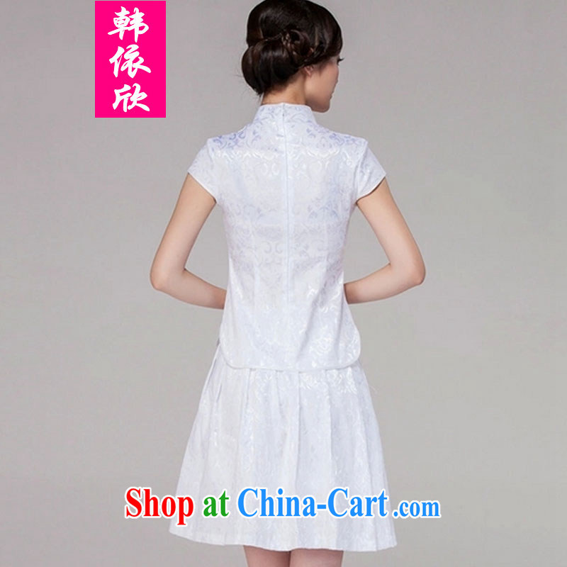 In accordance with South Korea welcomes 2015 spring and summer Tang with improved daily cheongsam dress retro style modern two-piece with white XXL, according to Yan, shopping on the Internet