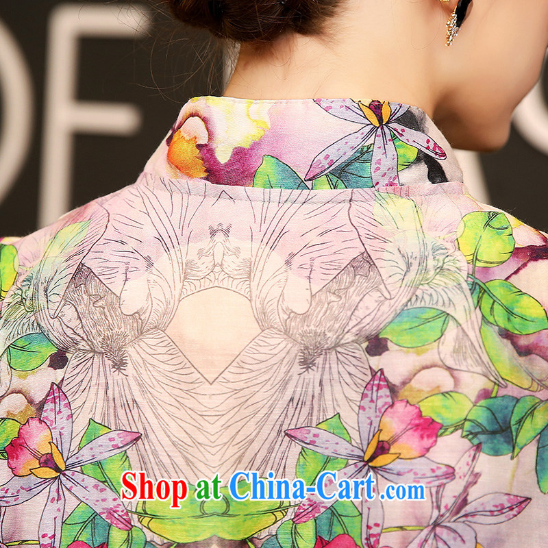Wooden cotton lane 2015 new cheongsam dress in the summer long dresses Lotus improved cheongsam dress package and skirt, the blended water the lotus XL, wooden cotton Lane, shopping on the Internet
