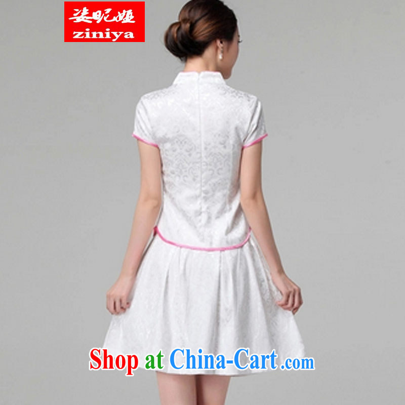 Colorful nickname Julia summer 2015, female new beauty routine retro long sleeved improved cheongsam stylish two-piece with white short-sleeved XL, colorful nicknames, and shopping on the Internet