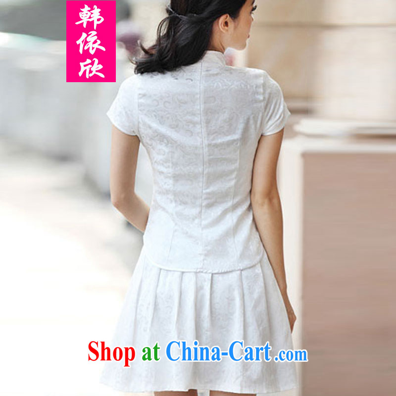 In accordance with South Korea welcomes summer 2015, elegant antique cheongsam dress Kit blue XL, Korea according to Yan, shopping on the Internet