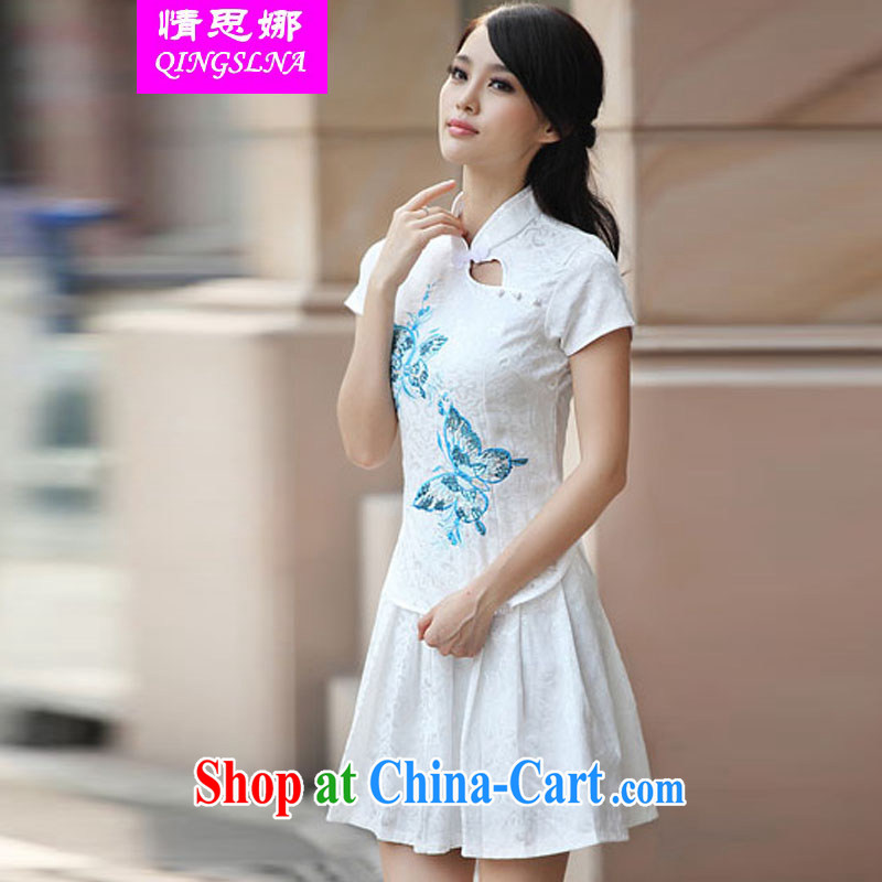 The love of summer 2015, elegant antique cheongsam dress Kit blue XL, and Cisco's (QINGSLNA), online shopping