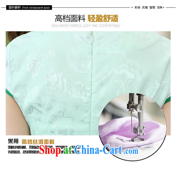 Han bamboo Pavilion 2015 summer new short-sleeved round-collar dress retro China wind daily improved cultivating cheongsam dress green the Peony XXL pictures, price, brand platters! Elections are good character, the national distribution, so why buy now enjoy more preferential! Health