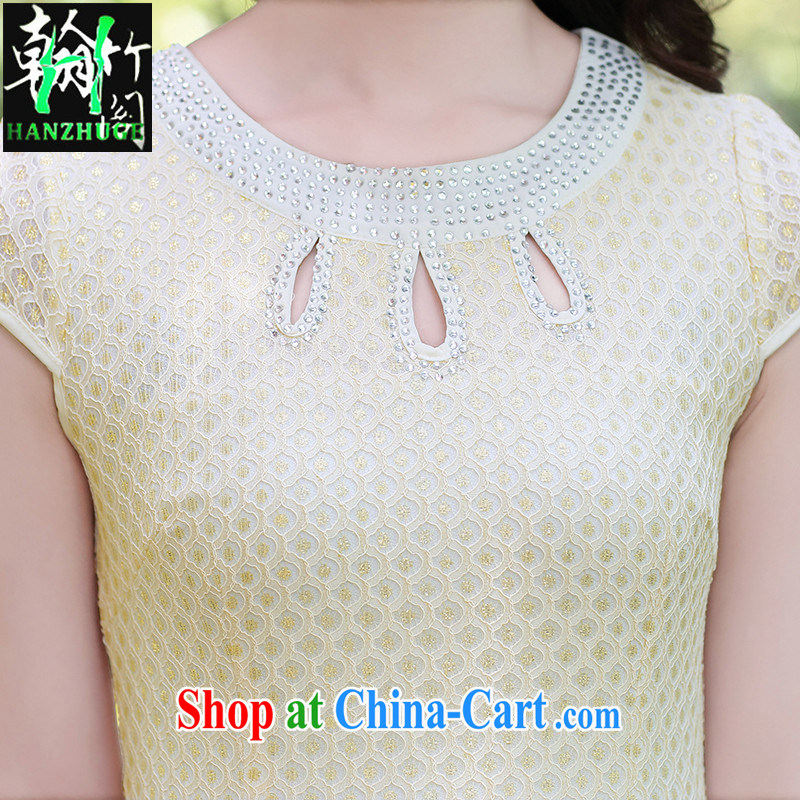 Han bamboo Pavilion 2015 new summer fashion improved daily lace antique dresses short, cultivating graphics thin dresses pink XXXL, Han bamboo pavilion, and shopping on the Internet