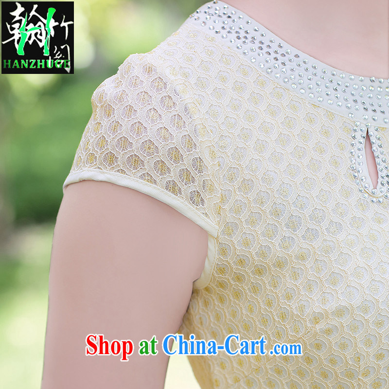 Han bamboo Pavilion 2015 new summer fashion improved daily lace antique dresses short, cultivating graphics thin dresses pink XXXL, Han bamboo pavilion, and shopping on the Internet