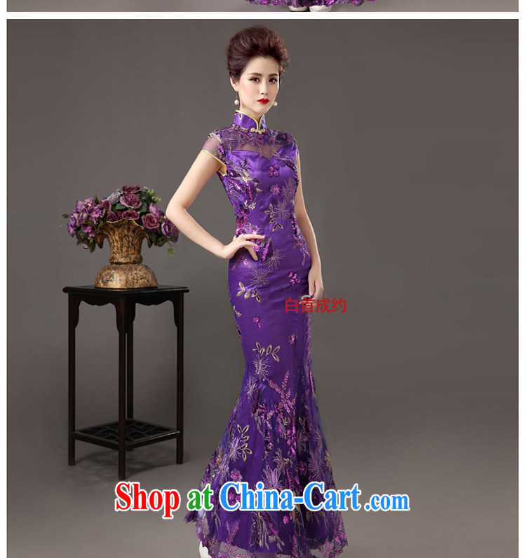 White first about long bows Service Bridal 2015 new banquet dress qipao annual meeting moderator dress girls purple tailored contact Customer Service pictures, price, brand platters! Elections are good character, the national distribution, so why buy now enjoy more preferential! Health