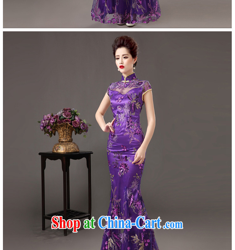 White first about long bows Service Bridal 2015 new banquet dress qipao annual meeting moderator dress girls purple tailored contact Customer Service pictures, price, brand platters! Elections are good character, the national distribution, so why buy now enjoy more preferential! Health