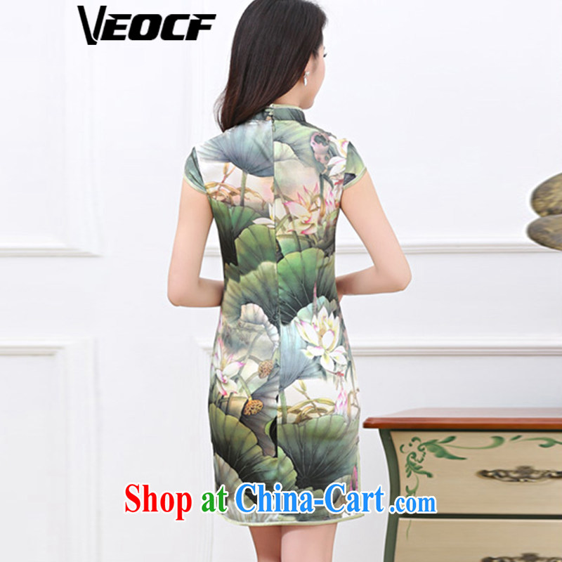 VEOCF days, summer 2015 new retro high on the truck in cultivating long Silk Dresses 110 - 1535 lotus pond, XXL VEOCF, shopping on the Internet