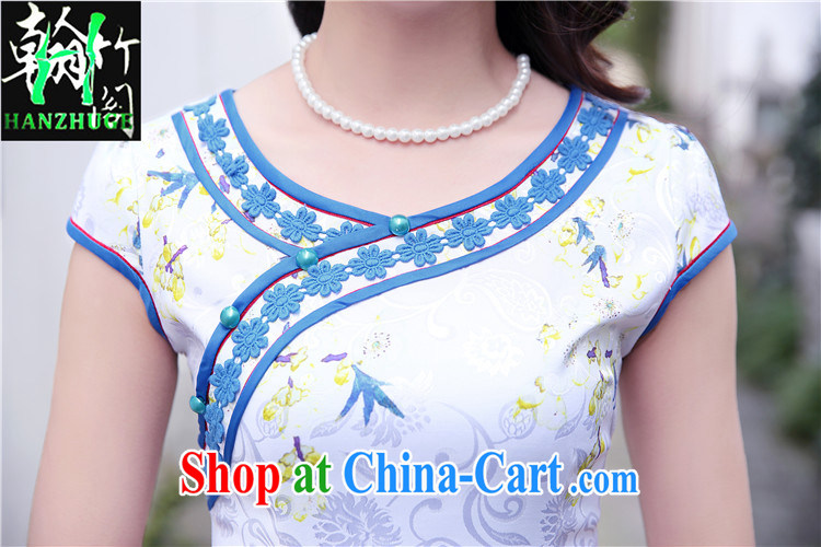 Han bamboo Pavilion 2015 summer new stylish graphics thin short-sleeved dresses stamp copy of Korea, daily outfit skirt blue plum XXL pictures, price, brand platters! Elections are good character, the national distribution, so why buy now enjoy more preferential! Health