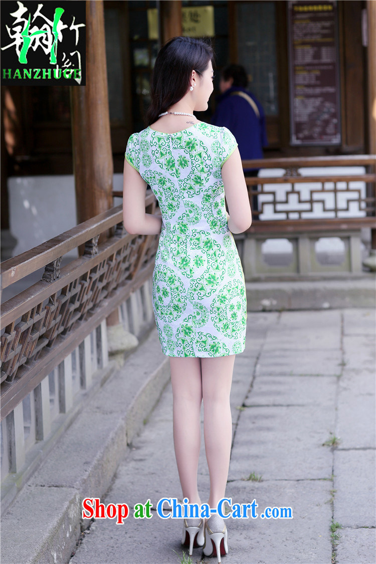 Han bamboo Pavilion 2015 summer new short-sleeved stamp lady dresses retro China wind daily fashion cheongsam dress blue and white porcelain XXL pictures, price, brand platters! Elections are good character, the national distribution, so why buy now enjoy more preferential! Health