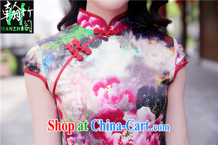 Han bamboo Pavilion 2015 new summer improved retro sauna silk Silk Cheongsam dress beauty stamp pack and dress pink Peony XXL pictures, price, brand platters! Elections are good character, the national distribution, so why buy now enjoy more preferential! Health