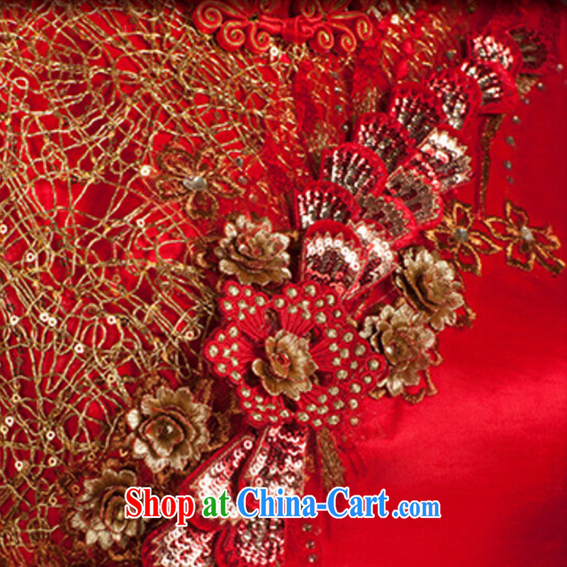 Energy Mr. Philip Li long red improved cheongsam-su Wo service female stereo manual flowers elegant bridal retro King sprinkler service red XXL, energy, Philip Li (mode file), and, on-line shopping