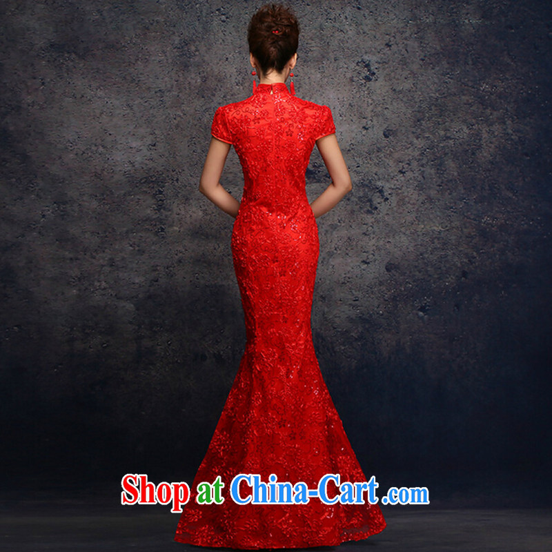 Energy Mr. Philip Li retro improved cheongsam dress summer lace crowsfoot long Chinese bows serving red XXL, energy, Philip Li (mode file), and on-line shopping