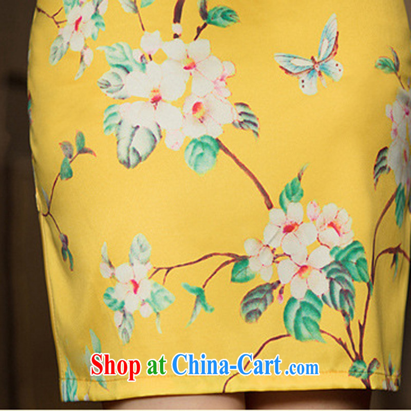 Imperial Palace, cheongsam dress summer, older women with the Code 2015 summer new dresses, silk dresses light stamp beauty dress yellow xxl, Imperial Palace (yuumuu), shopping on the Internet