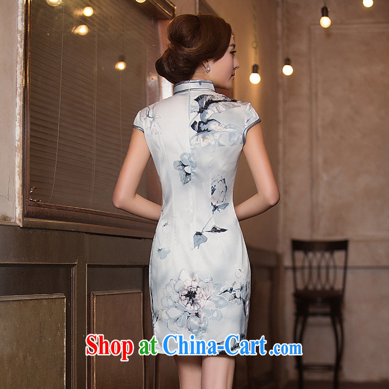 Imperial Palace, improved short cheongsam dress code the older female silk 2015 summer fashion dresses dress blue and gray xxl, Imperial Palace (yuumuu), and shopping on the Internet