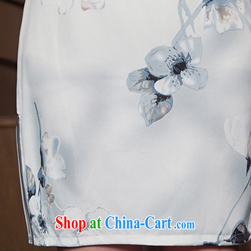 Imperial Palace, improved short cheongsam dress code the older female silk 2015 summer fashion dresses dress blue and gray xxl, Imperial Palace (yuumuu), and shopping on the Internet