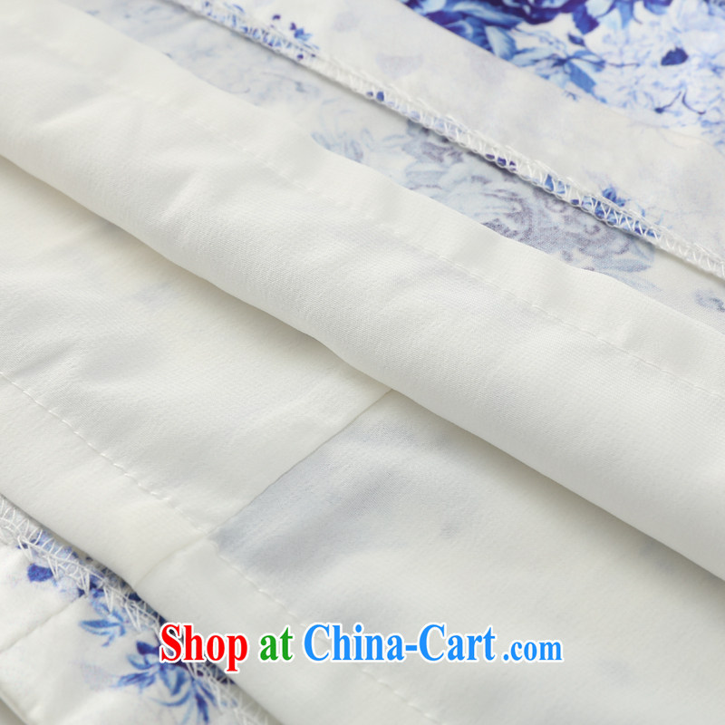 Joe is still name-yuan blue and white porcelain cheongsam dress upscale heavy silk sauna silk daily improved ZS 032 blue S, CHOSHAN LADIES, shopping on the Internet