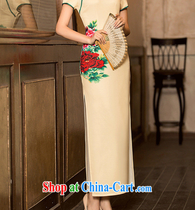 Imperial Palace, Retro cheongsam dress 2015 new summer larger women long dresses, short-sleeved dress pale yellow L pictures, price, brand platters! Elections are good character, the national distribution, so why buy now enjoy more preferential! Health