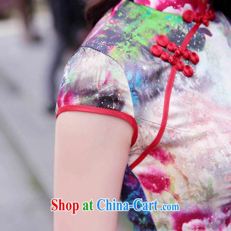 100 the princess summer 2015 New Silk Cheongsam improved cheongsam dress upscale dress stamp antique dresses pink Peony S, 100 generation of Princess BaiDaiMingFei), and, on-line shopping