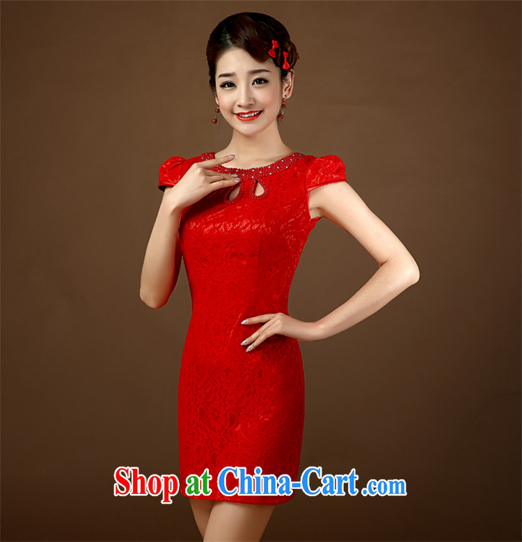 2015 improved cheongsam retro style the code dress lace short-sleeved Chinese graphics thin wedding bridal toast serving red XL pictures, price, brand platters! Elections are good character, the national distribution, so why buy now enjoy more preferential! Health