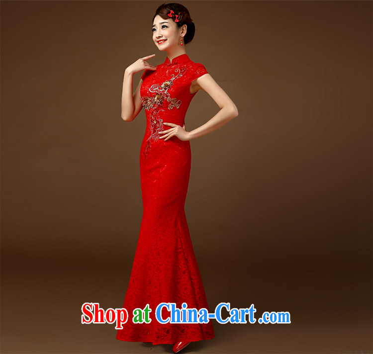 2015 bridal toast clothing retro stylish short-sleeve-waist beauty graphics thin banquet wedding marriage crowsfoot cheongsam dress red XL pictures, price, brand platters! Elections are good character, the national distribution, so why buy now enjoy more preferential! Health