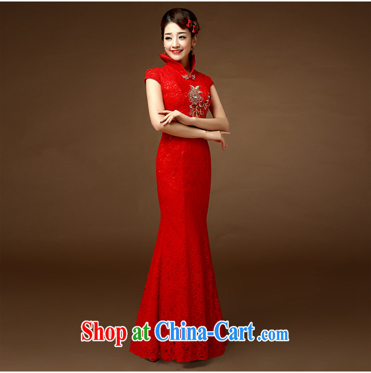 2015 bridal toast clothing retro stylish short-sleeve-waist beauty graphics thin banquet wedding marriage crowsfoot cheongsam dress red XL pictures, price, brand platters! Elections are good character, the national distribution, so why buy now enjoy more preferential! Health