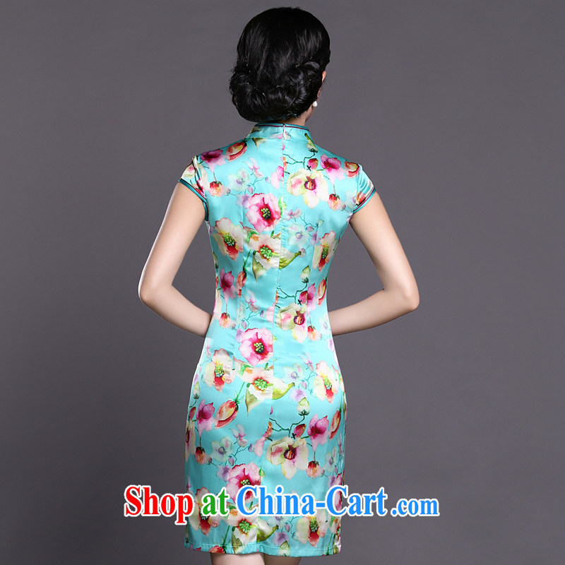 Joe is still name-yuan National wind cheongsam dress silk new summer Chinese Dress ZS 056 blue XXL, CHOSHAN LADIES, shopping on the Internet