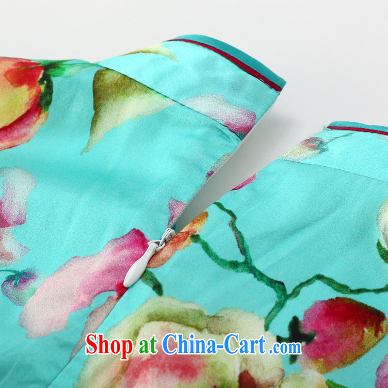 Joe is still name-yuan National wind cheongsam dress silk new summer Chinese Dress ZS 056 blue XXL, CHOSHAN LADIES, shopping on the Internet