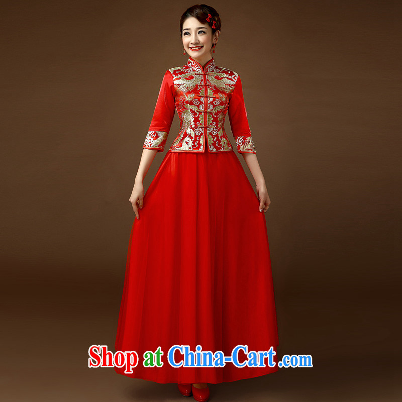 In 2015 cuff summer dresses wedding beauty Wedding Video thin large code Chinese lace stylish bridal long serving toast red XL, Taylor Martin (TAILEMARTIN), online shopping