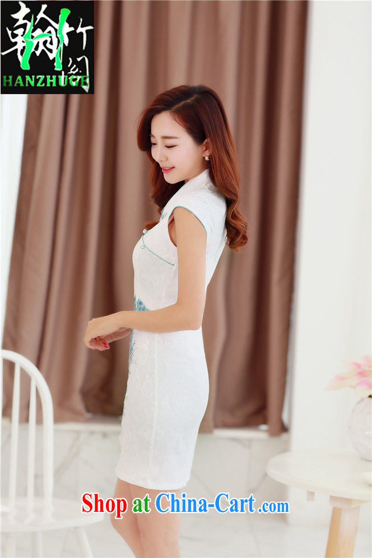 Han bamboo Pavilion 2015 spring and summer short-sleeved dresses improved retro wedding dress bridal toast clothing dresses skirts white S pictures, price, brand platters! Elections are good character, the national distribution, so why buy now enjoy more preferential! Health