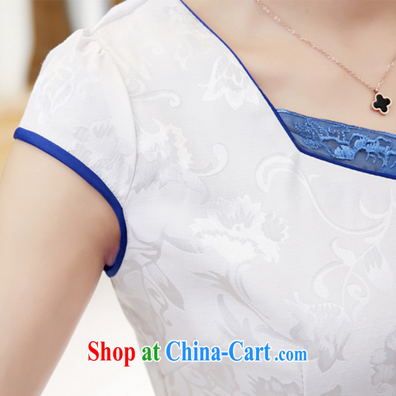 Ms Elsie Leung, Ruth flowers, summer 2015 new large, female retro beauty temperament stamp duty standard short, improved cheongsam dress dress picture color XXL poetry Ruth flowers, and shopping on the Internet