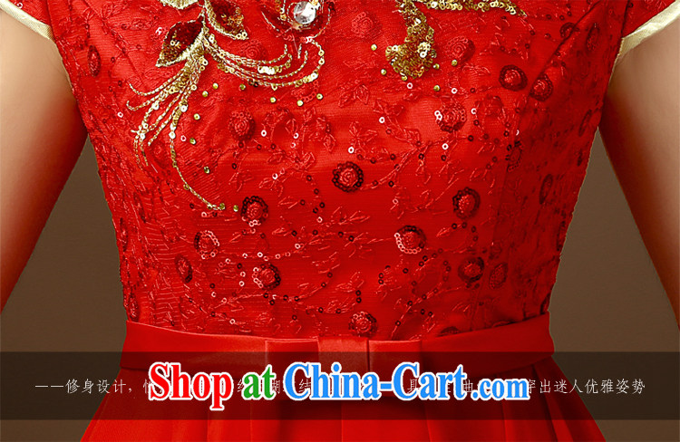 2015 improved cheongsam Stylish retro-waist red wedding bridal toast serving the code short-sleeved Chinese qipao dress red XL pictures, price, brand platters! Elections are good character, the national distribution, so why buy now enjoy more preferential! Health
