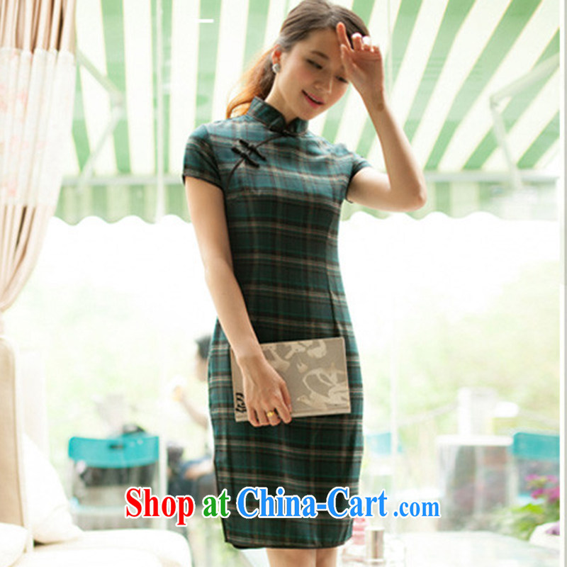 Energy Mr. Philip Li 2015 summer new stylish and improved cotton tartan day Ms. antique cheongsam dress tartan robes size is large in size, shopping, energy, Philip Li (mode file), and, on-line shopping