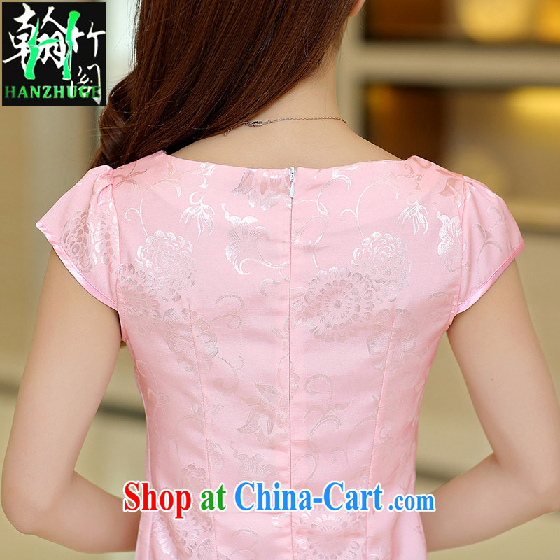 Han bamboo Pavilion 2015 new dresses Summer Package and cultivating short-sleeved embroidered retro style improved cheongsam dress white XL, Han bamboo pavilion, shopping on the Internet