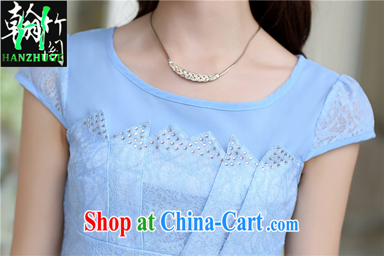 Han bamboo Pavilion 2015 new summer dress short-sleeved lace retro improved stylish China wind short cheongsam dress pink XXL pictures, price, brand platters! Elections are good character, the national distribution, so why buy now enjoy more preferential! Health